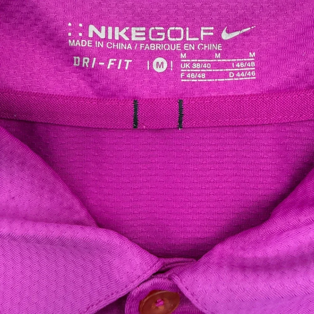 Nike Golf Polo Shirt Men Medium Purple 360191-511 Striped Dri-FIT Short Sleeve
